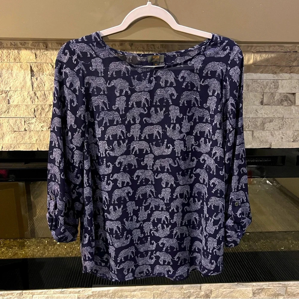 Mix elephant print top